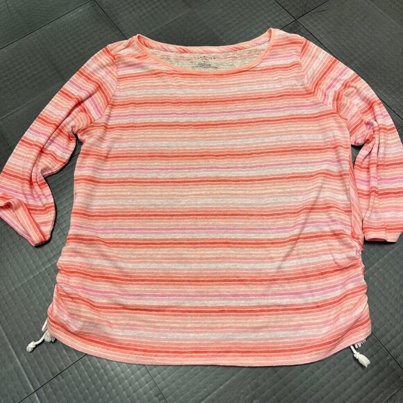 TALBOTS PLUS XL WOMENS PINK STRIPE LIGHTWEIGHT BLOUSE SHIRT - Picture 1 of 8